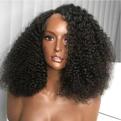 China AngelBella Kinky Curly Wholesale Pre Plucked Kinky Curly 30 Inch Wigs Brazilian Hair 4x4 Closure Wig Hair for sale