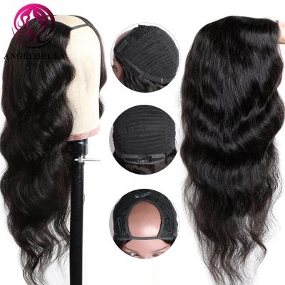 China Cheap Barely Shedding Thick Smooth Soft Hair U Part Wigs Wholesale Cambodian Black Virgin Remy Wigs U Part Wig For Black Women for sale