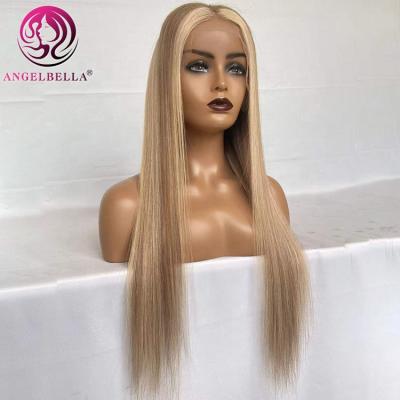 China Silky Straight Wave Customized Colored Lace Front Wig Human Hair Straight Accented Lace Front Wigs For White Woman for sale