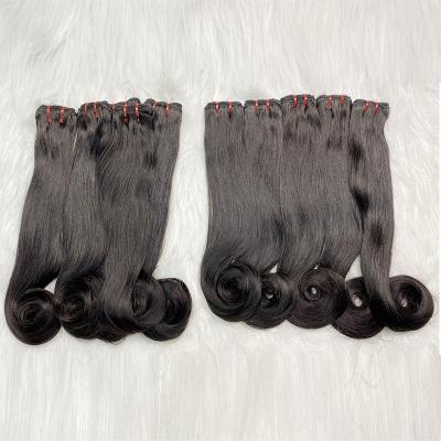 China Funmi Cheap Super Double Hair Extensions Soft Straight Thick Double Pulled Remy Hair Bundles Pulled Weave Straight Hair Bundles for sale