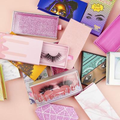 China Colorful Eyelash Vendor Customized Boxes 25mm Eyelashes Cases Package Box Eyelash Packaging Box Custom Logo for sale