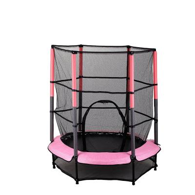 China With Various Color Protective Net 55inch Portable Mini Kids Trampoline With Sundow Hexagonal Outdoor Net for sale