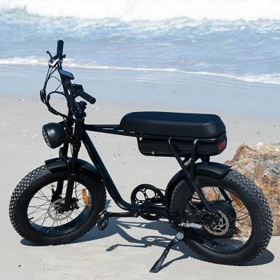 China Aluminum alloy 20 inch fat tire e bike retro bike 48v 750w/1000w carbon fiber custom electric fat bike with long seat for sale