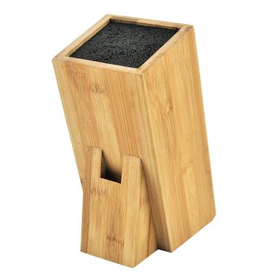 China Sustainable Hot Sale Natural Anti-skid Durable Wooden Knife Block With Nylon Straw Knife Holder for sale