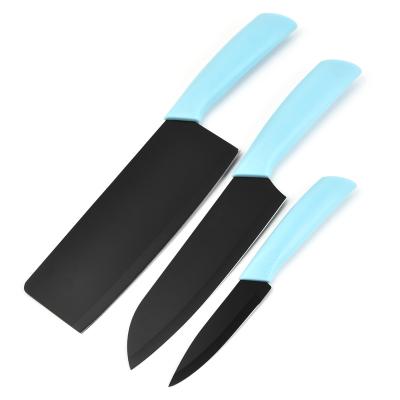 China Hot Selling Factory Minimalist 4 Piece Kitchen Knife Block Set Non-Stick Coated Knife With Plastic Handle for sale