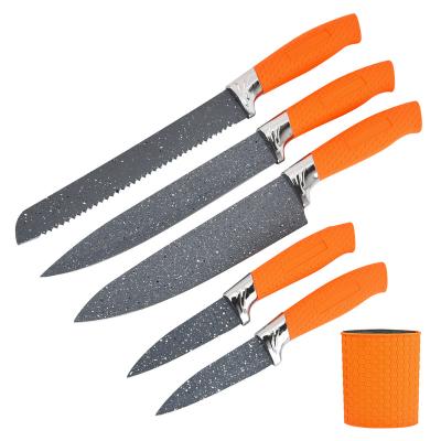 China Safe Viable Carry Outdoor Orange Food Grade Kitchen Knife Set for sale