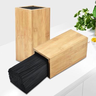 China Viable Many Hot Selling Natural Anti-skid Durable Wooden Knife Block With Nylon Rods Knife Holder for sale