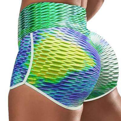 China 2021 New Arrival Sports Women Fashion Dye Tie Waist Casual Gym Elastic QUICK DRY Yoga Tight Skinny Running Shorts for sale