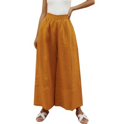 China New Anti-Static Casual Canvas Summer Office Loose Trousers Boho Wide Leg Pants Women for sale