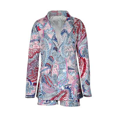 China Autumn Fashion Chic Printed High Breathable Street Spring Casual Suit Jacket Shorts Good Quality Outfits Female Two Piece Set for sale