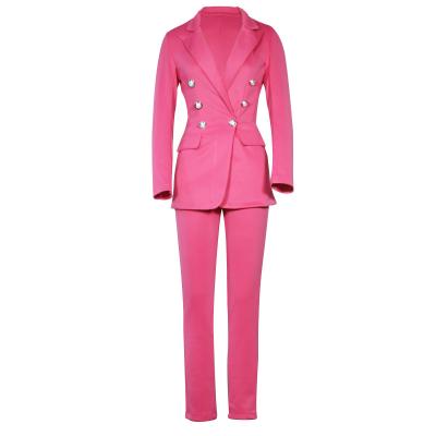 China Breathable New Fashion Stylish Women Straight Coat Pants Casual Work Suit Two Piece Set for sale