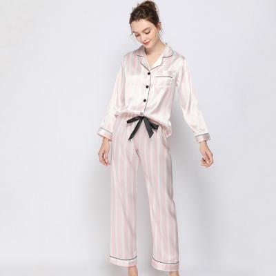 China Homewear Comfortable Casual Pajamas Women's Pajamas QUICK DRY Long Sleeve Cute Silk Two Piece Pajamas Pants for sale