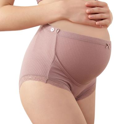 China Lace Rim Maternity Briefs Panties Dropshipping Colored Cotton Antibacterial Adjustable Pregnancy Women Panties for sale