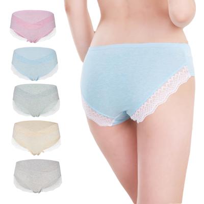 China Antibacterial Maternity Panties Low Bump Underwear Cotton Pregnancy Women Briefs Panties With Lace Rim Dropshipping for sale