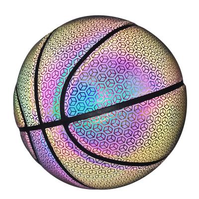 China Wholesale Cheap Basketball Leather Holographic Custom Basketballs Glowing Reflective Basketball From Original Factory In China for sale