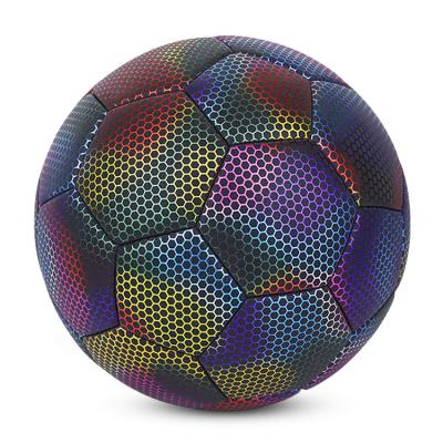 China From Team Sporting Games 2022 to light up camera flash in dark football reflective football glowing holographic soccer ball for sale