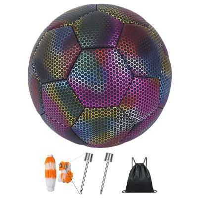 China Rubber Holographic Glowing Reflective Soccer Ball Light Up Instant Camera Holographic Soccer Ball for sale