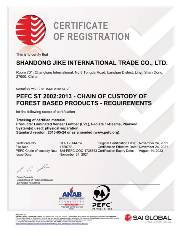 PEFC - Shandong Jike International Trade Co., Ltd.