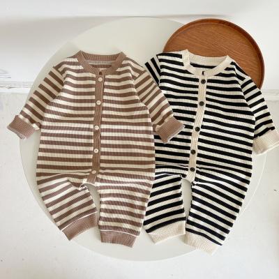 China New Spring Loungewear Spring Long Sleeve Rompers Baby Long Sleeve Toddler Autumn Cotton Clothes Newborn Style Newborn Stripe Knitted Romper for Boy and Girl for sale