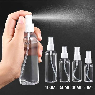 China 20 30 50 100ml Plastic Bottle Small Travel Pocket Travel Refillable Empty Refillable Alcohol Spray Sanitizer Bottle Eco-friendly With Spout for sale