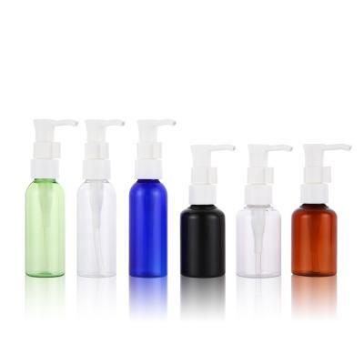 China 50ml Eco-friendly Round Shoulder Oil Bottle Shampoo Shower Conditioner Travel Packaging Cleaning Bottle for sale