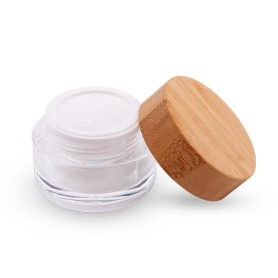 China 15g 30g 50g Empty Acrylic Cream Jar Travel Portable Sample Eye Cream Sub Bottle Eco-friendly With Bamboo Cap for sale