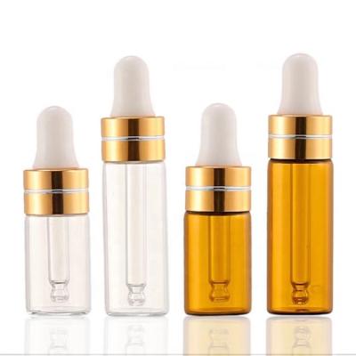 China 2021 Eco-Friendly Recyclable Hot Sale 3ml 5ml Amber Transparent Essential Oil Glass Bottle Mini Bottle Empty Glass Latex Dropper Bottle For Essential Oil for sale