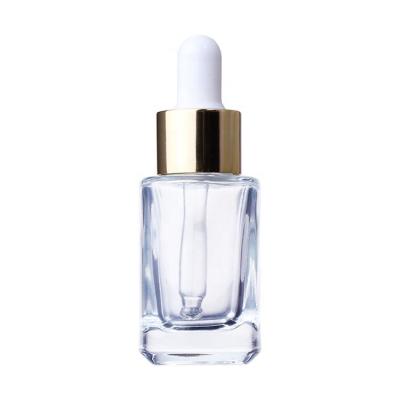 China Wholesale Custom Recyclable Clear Glass 20ml Essence Dropper Bottle Cosmetic Skin Care Bottle for sale