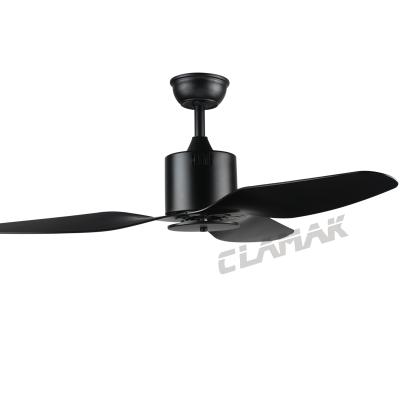 China 52 Inch Simple Modern Decorative Led Light Black Ceiling Fan Remote Control Fan for sale