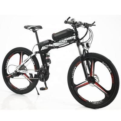 China Steel Frame+Plastic Cover China Factory Cheap Electric Folding Bike 26 27.5 29 Inch Hybrid Electrical Cycling Double Suspension for sale