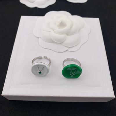 China NEW ARRIVING NEW ARRIVING Ring Enamel Ring Green White Open Adjustable Rings for sale