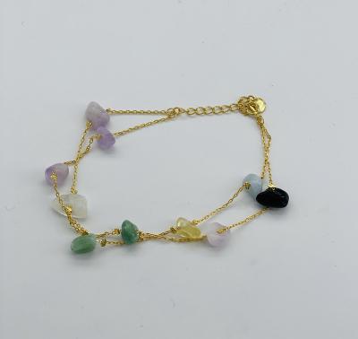 China Casual/Sporty Colored Natural Stone Crystal Bracelet Charm Bracelet Length Adjustable for sale