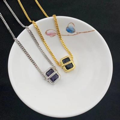 China 2022 New Design Necklace Women TRENDY Geometric Stone Pendant Necklace for sale