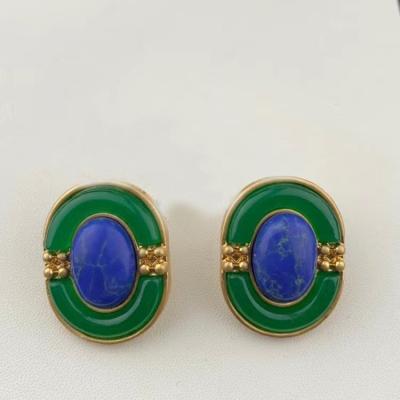 China FASHIONABLE Oval Earring Women Vintage Earring Green Elegant Earrings for sale