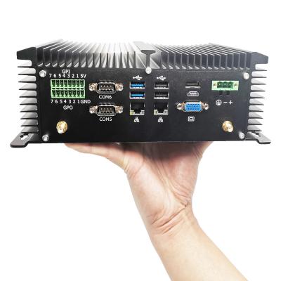 China Fanless System Mini Desktop PC Fanless Industrial Computer with Win10 pro/Support Intel Celeron J1900 VGA HD 2LAN 6*COM 8*USB WiFi Linux Ubuntu for sale