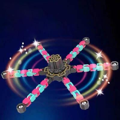 China Plastic Toy Transformable Chain Mechanical Gyro DIY Anti Rotation Anti Stress Fingertip Chain Spinner Creative Top Deformable Chain Spinner for sale