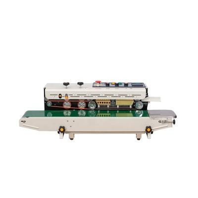 China FRD-1000 Food Horizontal Sealing Date Printing Continuous Seal Aluminum Belt Bag Strip Sealer for sale