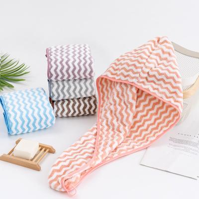 China Sustainable Good Quality Strong Water Absorption Print Microfiber Hair Towel Wrap for sale