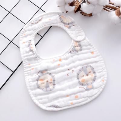 China Washable Top Quality Soft Cartoon Organic Muslin Cotton Newborn Baby Bibs for sale