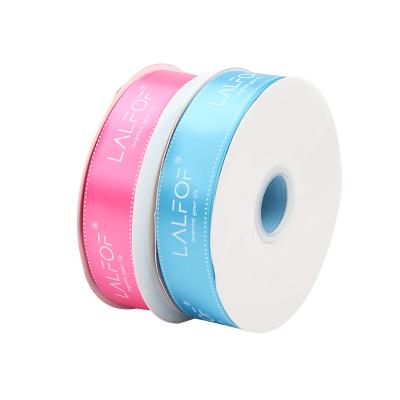 China 4CM Metallic 196 Colors Satin Ribbon Roll 100% Polyester Festival Ribbon Printing Customize Logo Ribbon for sale