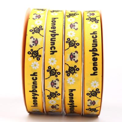 China New Arrival Cartoon Design Floral Grosgrain Ribbon With Heat Transfer Logo Custom Gift Ribbon for sale