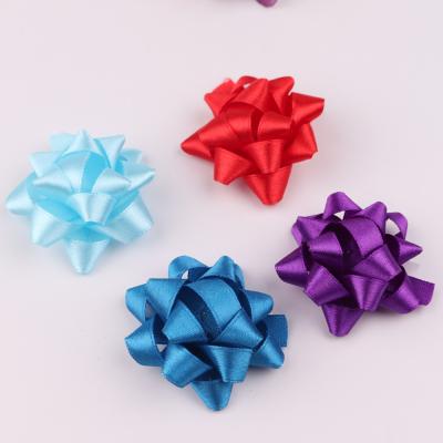 China 20pcs/box Star type colorful satin star bow Pre-made by polyester satin ribbon flowers gift box decoration and gift ribbon bow for sale