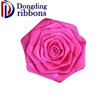 China Viable Wholesale Custom Various Color Rose Handmade Trim Satin Ribbon Flower For Wedding /garment Decoration for sale