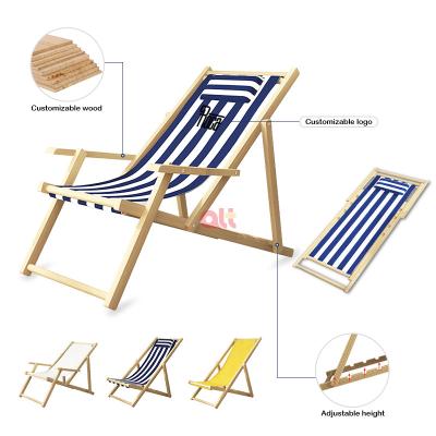 China Widely Applied Wooden Armchair / Single Folding Deck Chair Recliner / Recliner Beach Chair for sale