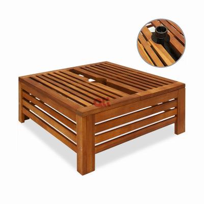 China Multi-functional wooden outdoor garden side table living room home bottom cover wooden umbrella table for sale