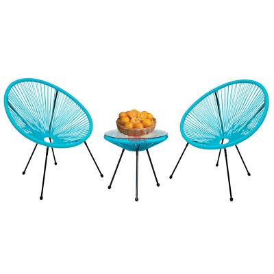 China Durable Patio Sets Rattan Wicker Chair Furniture Porcelain Outdoor Backyard Side Table and Chairs Set for Garden for sale