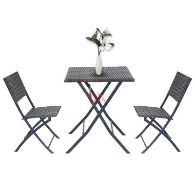 China Rattan Garden Foldable Table Chairs Set Folding Chair and Table Set Rattan Modern Style Outdoor Chairs for sale