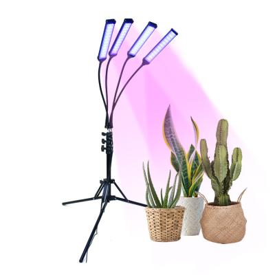 China 4 Lamp Floor Standing Time Setting 4/8/12 Hour Full Spectrum Tripod Red Blue Led Stand Clip For Growing Light Folding Plant Growth Light for sale