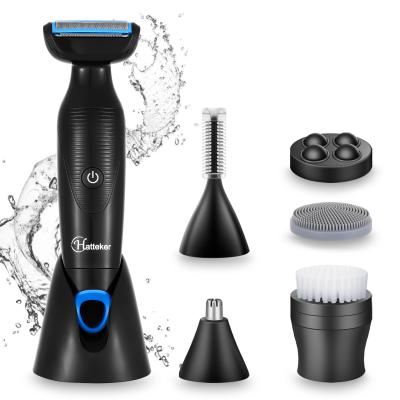 China Single Blade Hatteker 6 in 1 Men's Grooming Kit USB Rechargeable Body Hair Trimmer for sale