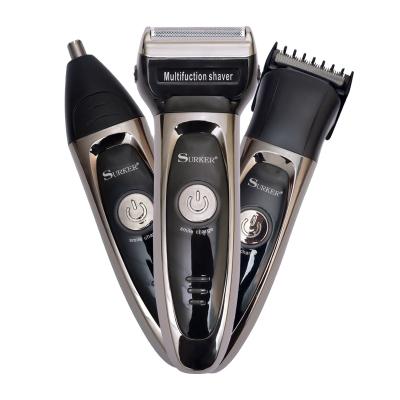 China SURKER Twin Blade Mens Electric USB Three-in-One Portable Electric Shaver Grooming Set for sale